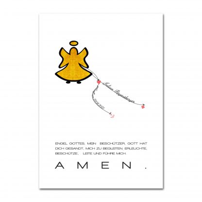 Bild Schutzengel mit Gebet in Ausführung Echtblattgold