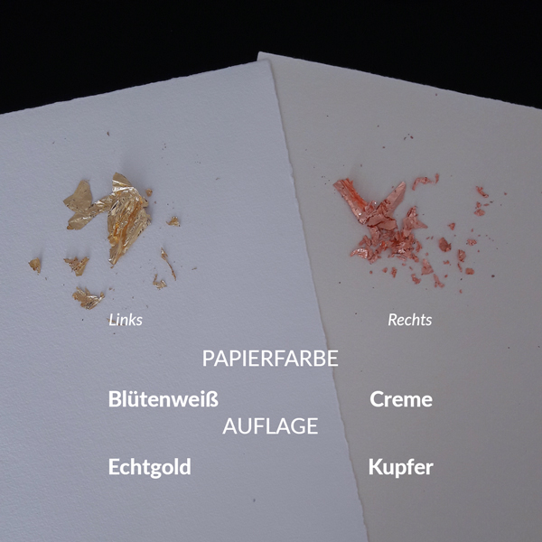 Papierfarben und Applikationen Gold oder Kupfer