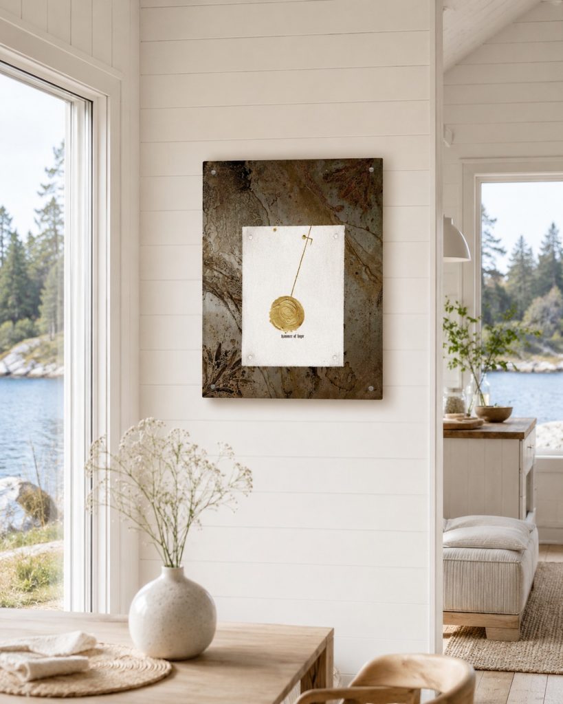 Contemporary christian art in lake house Hammer of Hope