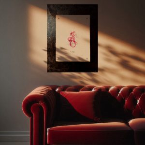 Heiliger Georg modernes Kunstwerk Atelier Wonnereich rote Dokumententinte