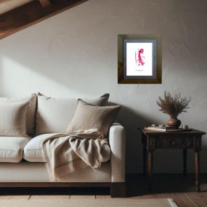 Zeitgenössisches Heiligenbild von Ulrike Rainer in ruhigem Wohnraum – Atelier Wonnereich  Contemporary image of a saint by Ulrike Rainer displayed in a modern interior setting – Atelier Wonnereich