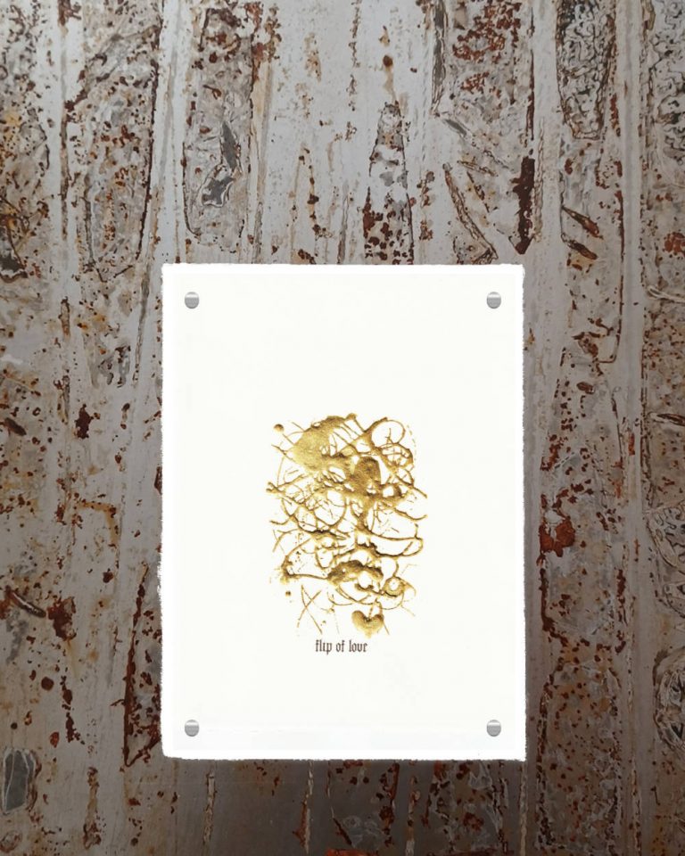 Bild Liebe mit echtem Gold auf Büttenpapier auf Eisen montiert 40 x 50 cm cm